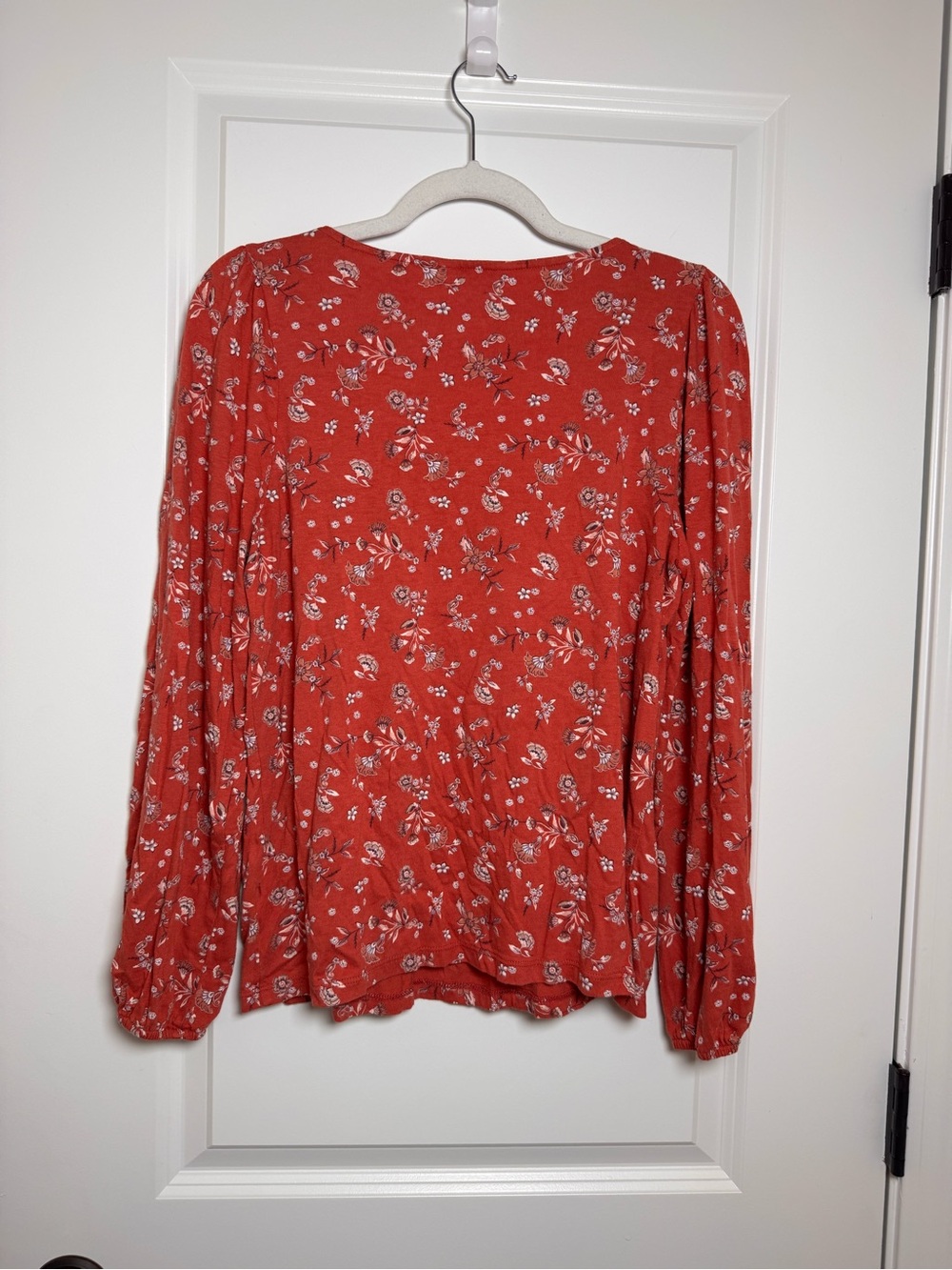 Lucky Brand Coral Floral Scoop-Neck Long Sleeve Top - Picture 2 of 3